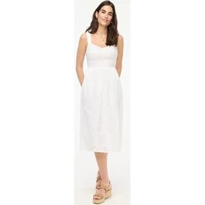 J.‎ Crew White Eyelet Dress Women's Size 00 Midi Summer Sundress NWT $148